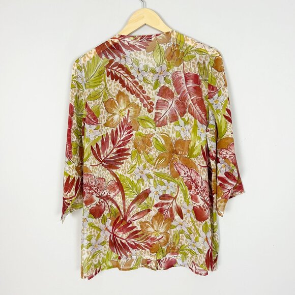 Vintage Laura Ashley Silk Floral Button Front Top Blouse Size Medium Women's - Picture 3 of 4